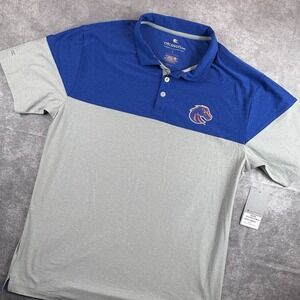 Boise State Broncos Polo Shirt Mens L Blue‎ Grey College Rare Colorblock NEW